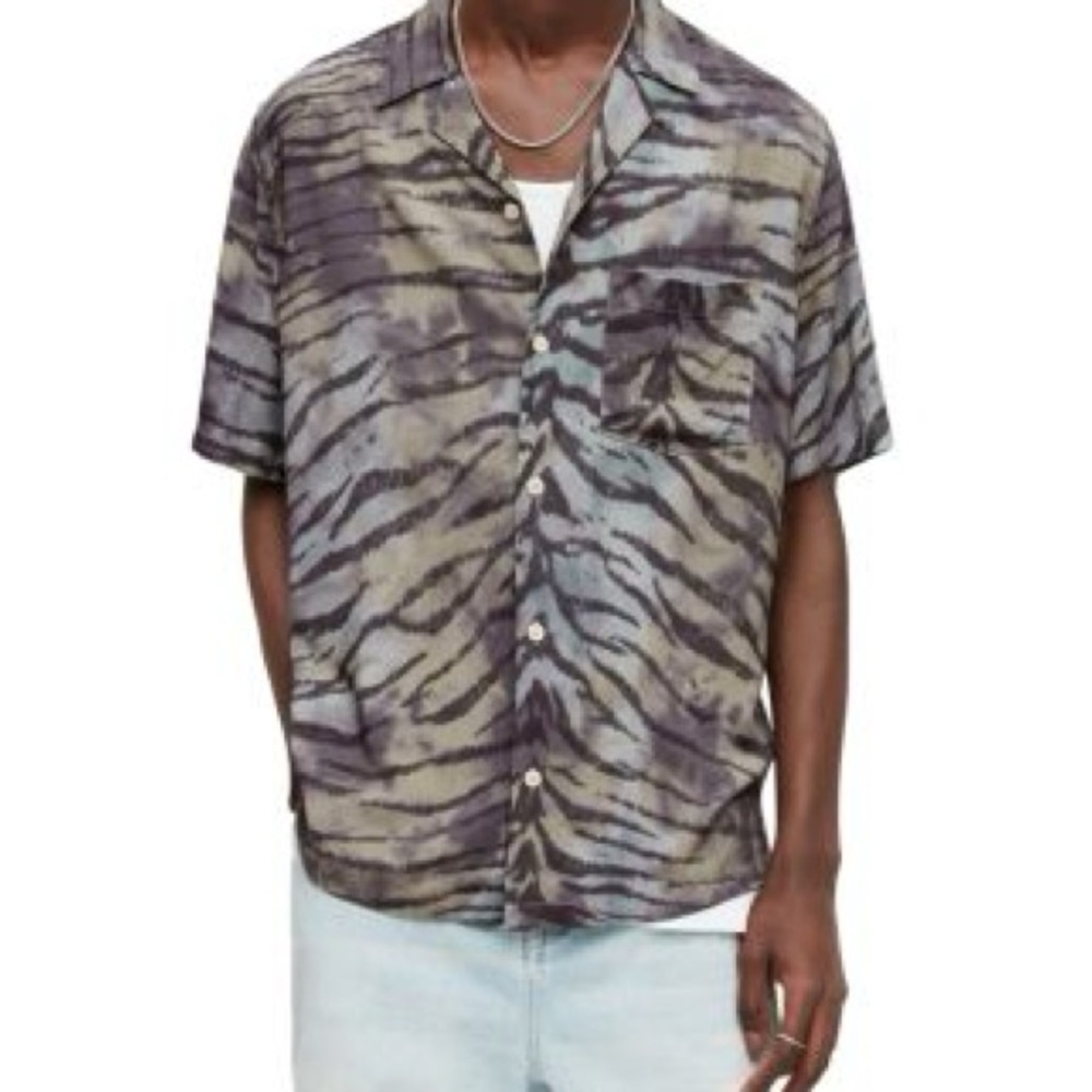 RARE - ALLSAINTS Kisli Tiger Stripe Tie Dyed Relaxed Fit XXL